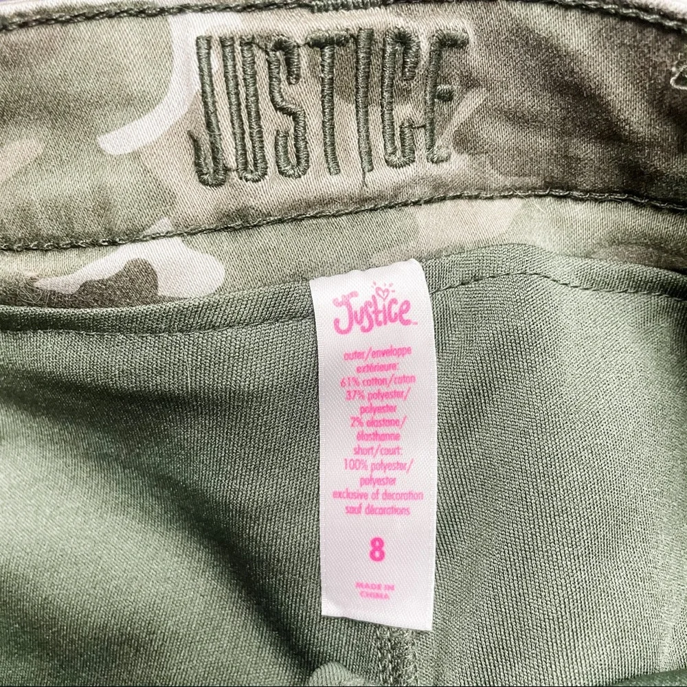 Justice Green & Brown Camouflage Frayed Hem Skort Girls Size 8